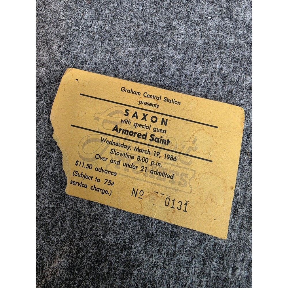 Saxon Armored Saint Concert Ticket Graham Central Station 1986 8PM